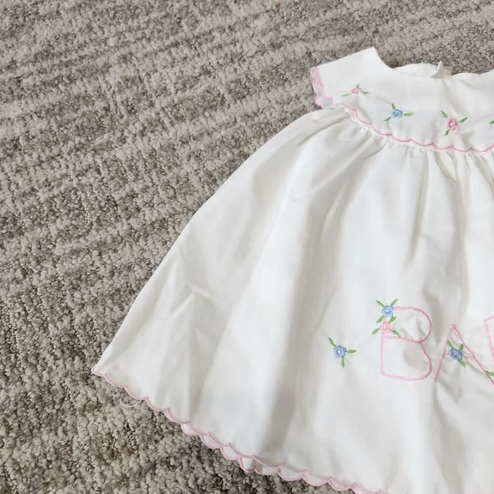 Baby Togs girl's vintage embroidered dress white size 3-6 months